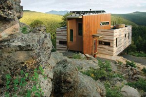 This solar home in the mountains above Nederland started out as a shipping container. Photo by Brad Tomecek.