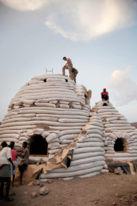 Photo of sandbag house by Dvidshub, Wikimedia Commons