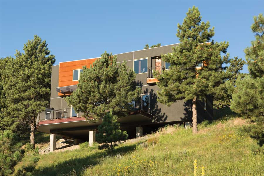 Lief designed her home to evoke images of a train passing over a forested mountain ridge. (photo by Paul Weinrauch)