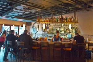 Above: Tahona’s horseshoe-shaped bar is a festive place to perch while enjoying top-shelf Margaritas and chips with three types of salsa.