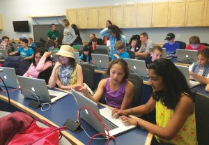 “Apps are so easy to use that a lot of times people think they’re really easy to create,” says Aileen Pierce, who teaches app development at CU and also works with local kids at free CoderDojo workshops.  