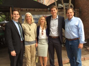 Stan Garnett’s family, left to right: younger son, Andrew, a deputy DA in Denver; wife, Brenda, a retired educator and school psychologist; daughter-in-law, Emily; older son, Alec, a state representative from Denver; and Garnett himself.