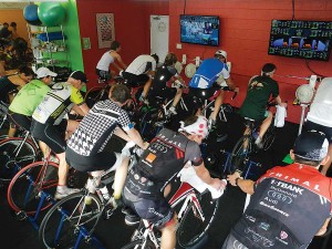 At Inspired Training Center in Denver, class members can bring in their own bikes and set them up on stationary CompuTrainers. 