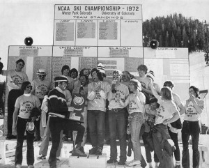  A jubilant CU ski team, with Marolt as their coach, after winning the NCAA championship in 1972. (photo courtesy University of Colorado)