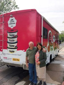 Thomae’s mum and stepdad, Nancy Thomae and Bob Baker, visit yearly from Australia and tour around in their “Noosa Caboosa,” passing out coupons and swag. The company updates Facebook and Twitter fans with the Caboosa’s schedule so they won’t miss out. (photos courtesy Noosa)