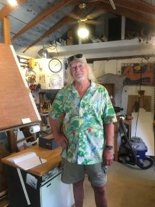 Ed Helmstead in his backyard studio. (photo by Lisa Truesdale)